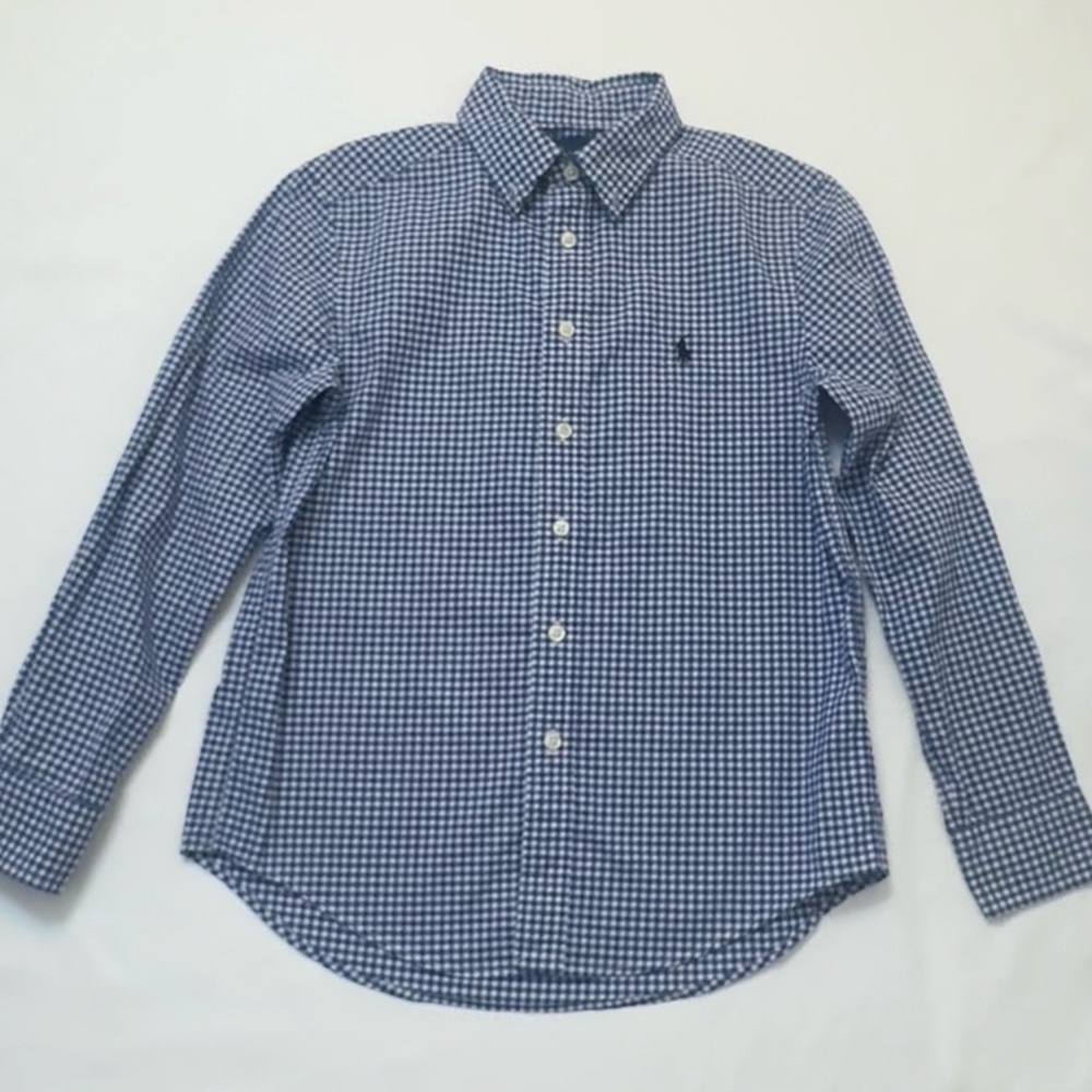 Ralph Lauren Blue Label Kids Blue Checkered Gingham Button Down‎ Shirt Preppy
